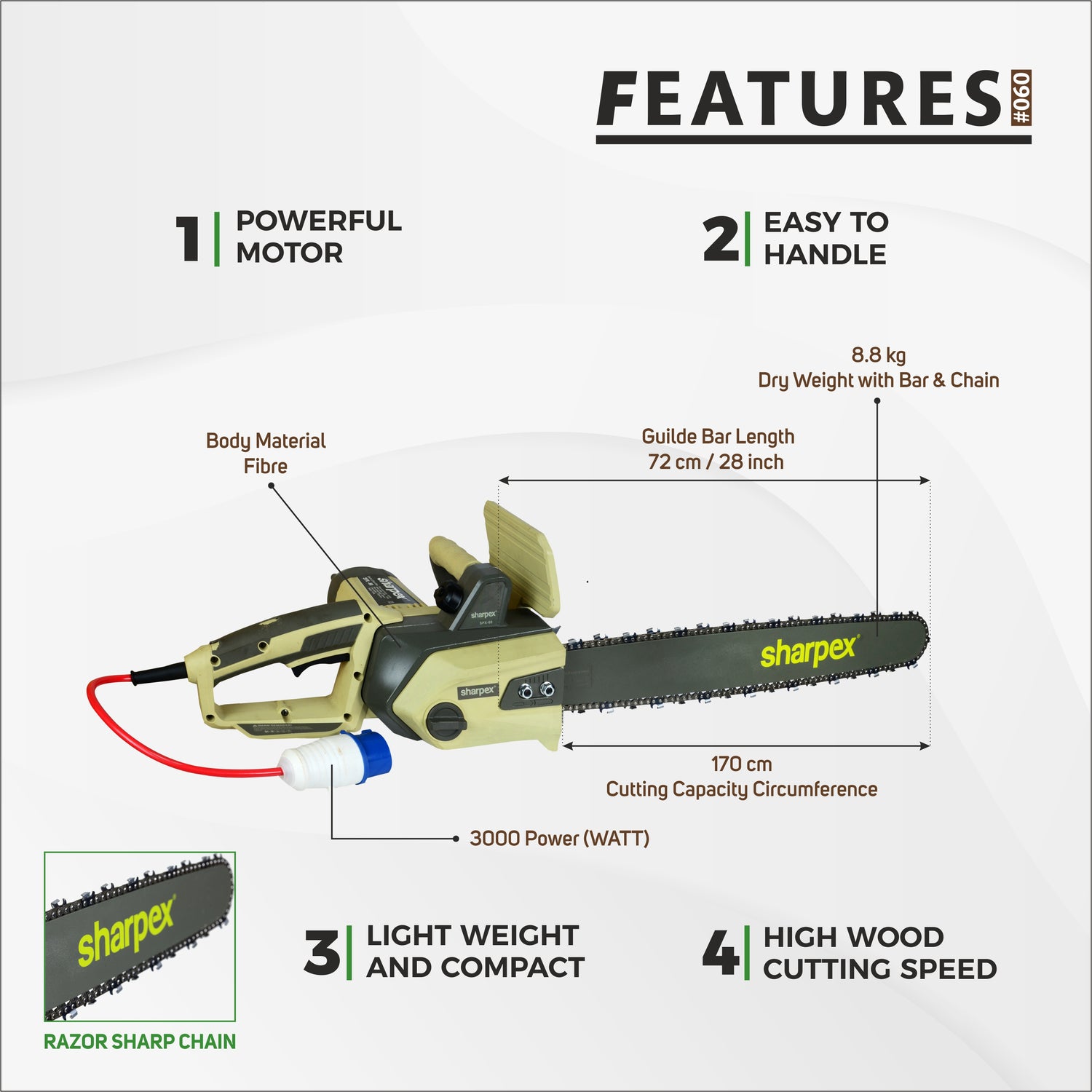 28 Inch Electric Chain Saw - SPX 60