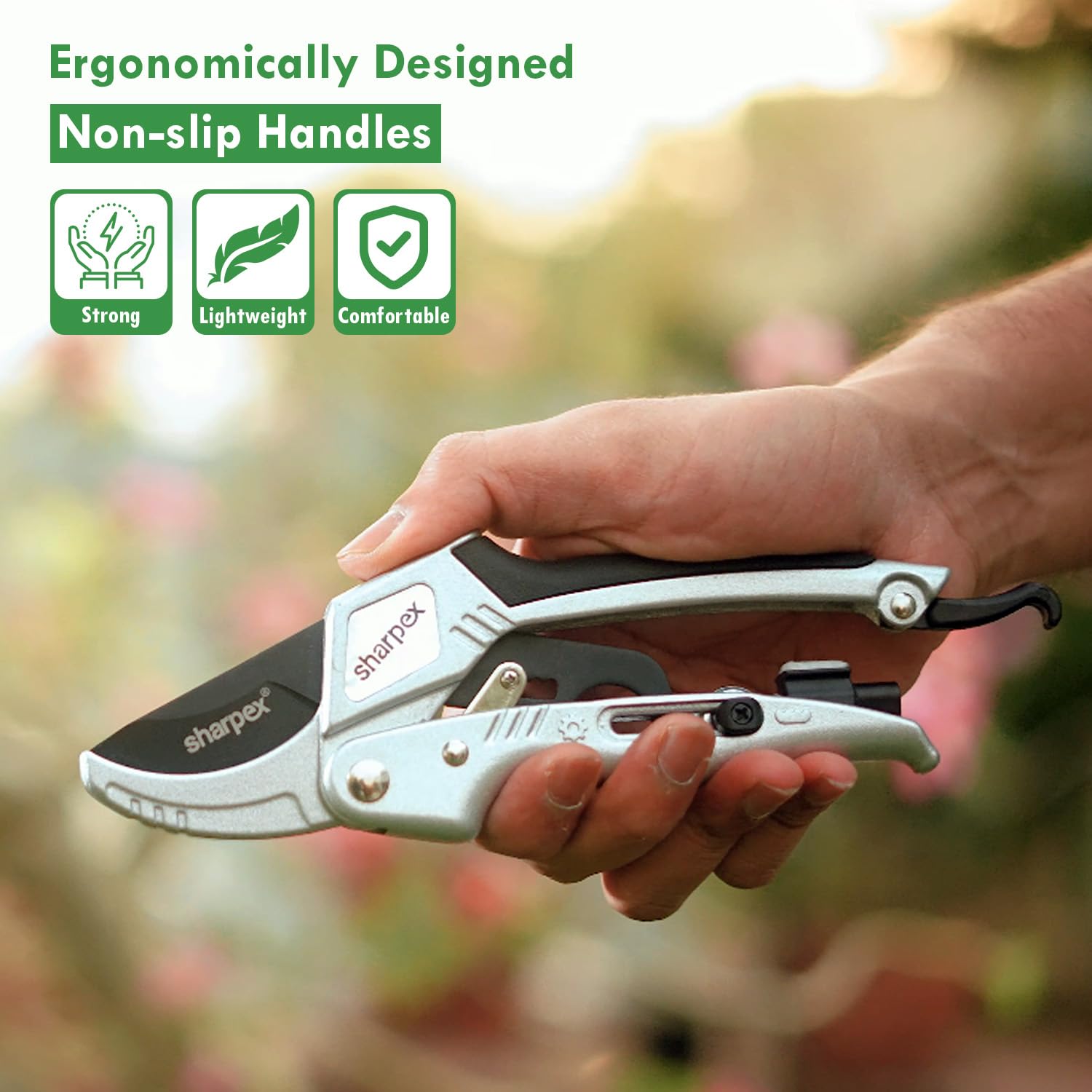 Professional Ratchet Garden Pruning Shears (Alum. Handles) - Anvil Type