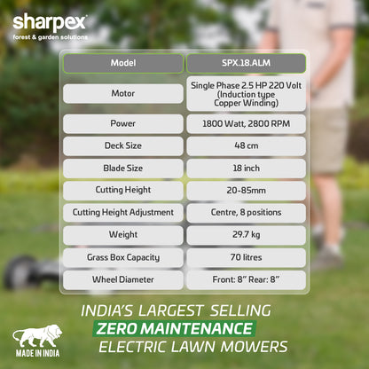 18" Aluminium Body Electric Lawn Mower (SPX.18.ALM)