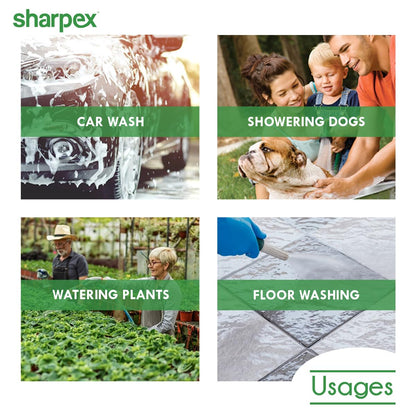 Sharpex Combo Of 10 Meter 0.5 Inch Hose Pipe and High-Pressure Water Gun Nozzle Spray Garden Hose, Lawn, Car, Bike Washing,  Pets cleaning Sprinkler Water Gun Heavy Duty Lightweight, Durable &amp; Flexible (CO-HOSE-NOS-YL-001-N)
