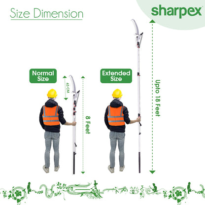 Sharpex 3 Stage Telescopic Long Cutter for Tree | 18 Feet Tree Pole Pruner Handle Adjustable (8 feet To 18 feet) Pruning Saw for Branch Long Reach Tree Trimming, and Patio Trees Branches Cutting (LC3-fba)