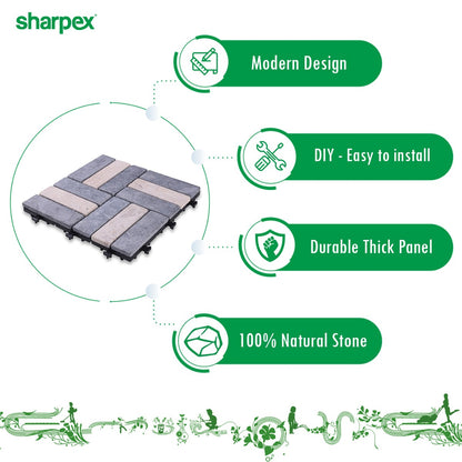Sharpex Stone Deck Tiles with Interlocking | 1 Piece Stone Floor Decking Water Resistant Tile for Balcony, Terrace, Garden, Poolside