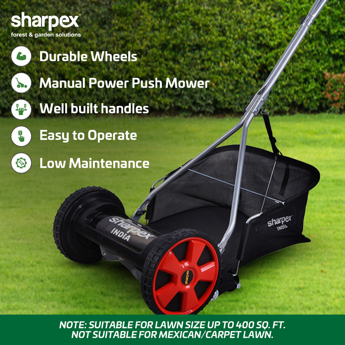 16" Manual Lawn Mower (Red)