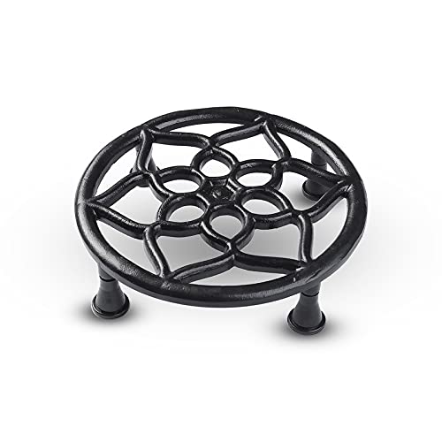 Metal Pot Stand Black Set of  1-(STN-PLS-BL-07)