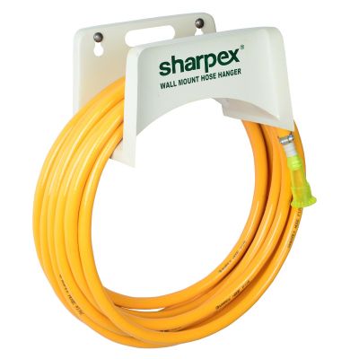  Sharpex DIY Metal Hose Pipe Holder For Garden Pipe - Hose Holder Wall Mounted for Garden, Hotel, Backyard, and Outdoor - Heavy Duty Steel Portable Irrigation Watering Hose Holder Only (White, HOS-WH-011)