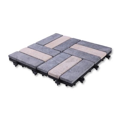 Sharpex Stone Deck Tiles with Interlocking | 1 Piece Stone Floor Decking Water Resistant Tile for Balcony, Terrace, Garden, Poolside
