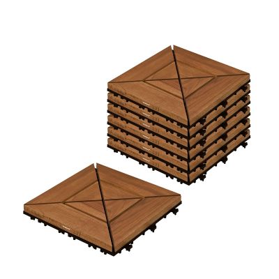 Sharpex Wood Deck Tiles | All-Weather Click Floor Decking Tile | Waterproof Balcony Flooring, Wooden Parquet Flooring Interlocking Tile for Both Indoor & Outdoor Use (6 Piece)