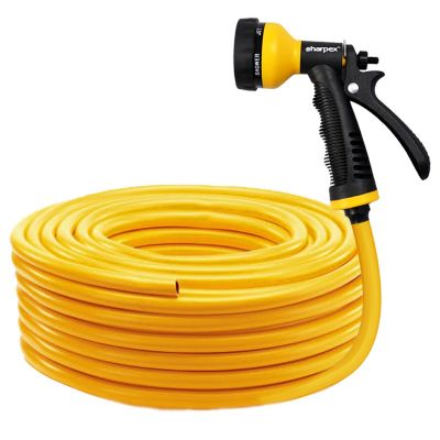 Sharpex Combo Of 20 Meter 0.5 Inch Hose Pipe and High-Pressure Water Gun Nozzle Spray Garden Hose, Lawn, Car, Bike Washing,  Pets cleaning Sprinkler Water Gun Heavy Duty Lightweight, Durable & Flexible(CO-HOSE-NOS-YL-003-N)
