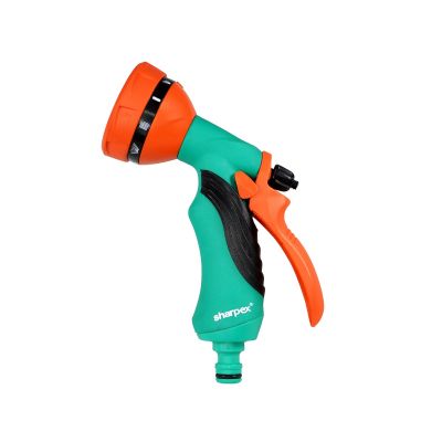 Sharpex ABS Plastic Water Spray Nozzle with 10 Adjustable Watering Patterns Orange and Green