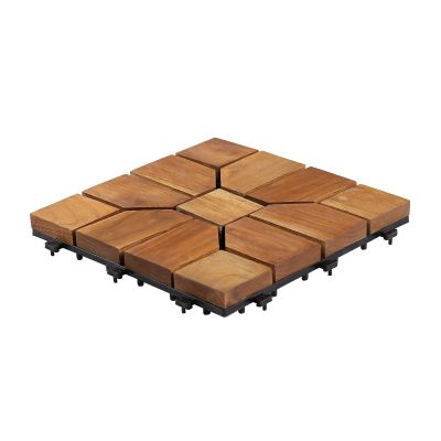 Sharpex Wood Deck Tiles Interlocking Tile for Both Indoor & Outdoor Use | Waterproof Balcony Flooring, Wooden Parquet Flooring | All-Weather Click Floor Decking Tile (1 Piece)